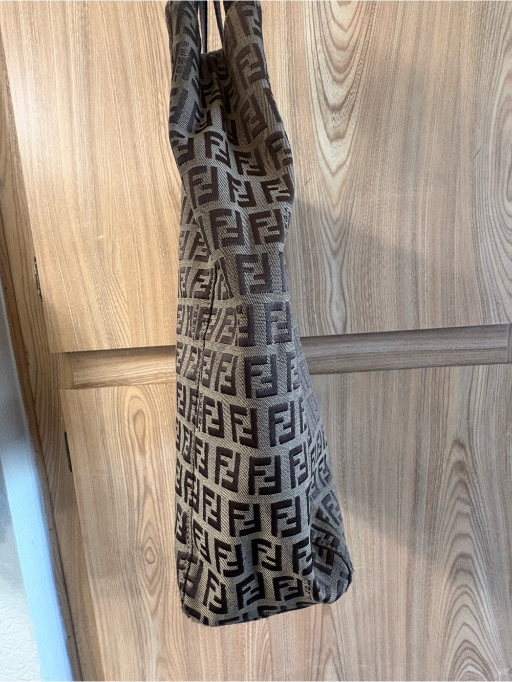 Auth Fendi Zucca Tote Bag Brown FF Monogram Canvas Shoulder Bag Vintage - Picture 4 of 15